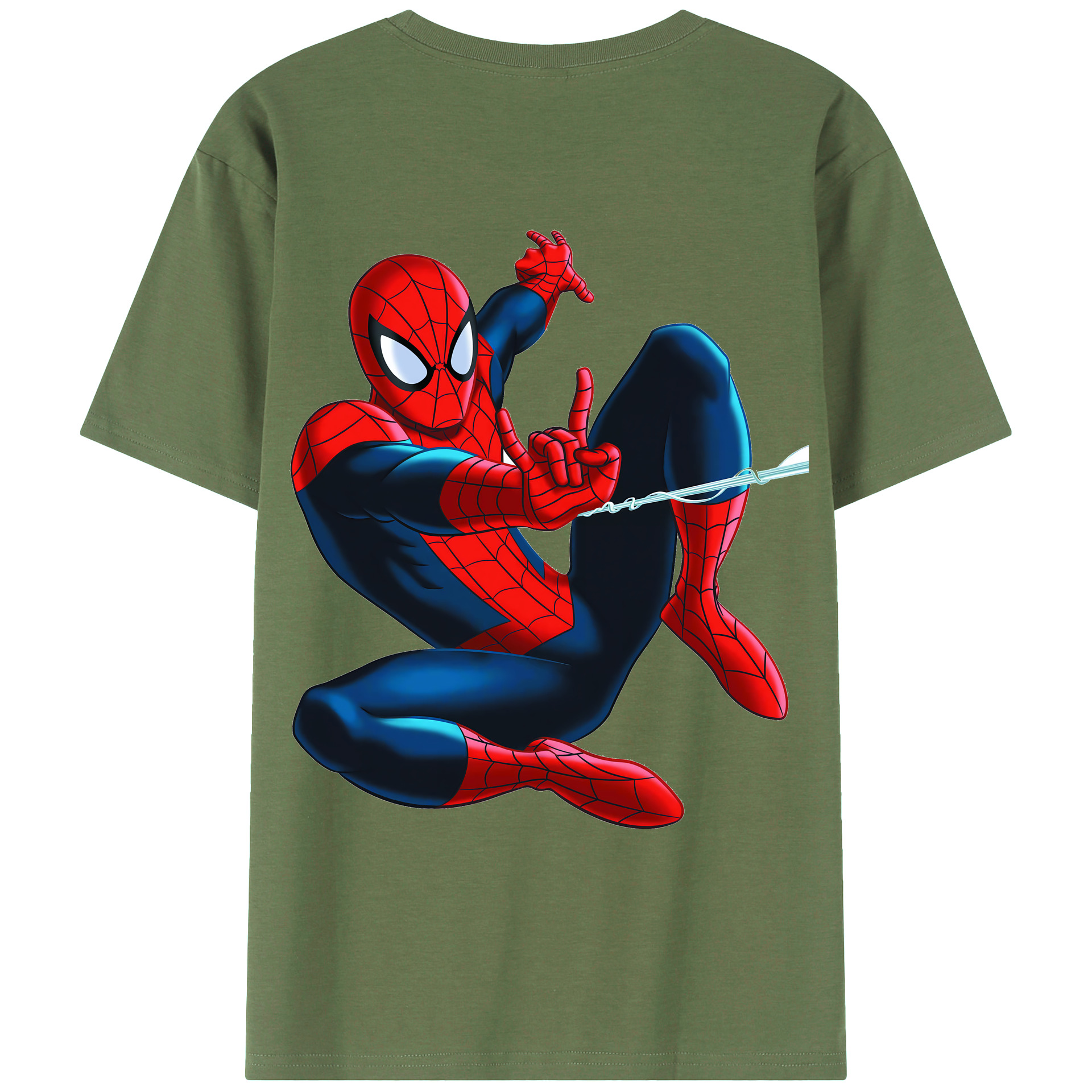 （画像用） Spider Man スパイダーマン 綿100％ メンズ半袖Tシャツ（バックプリント） 通気性